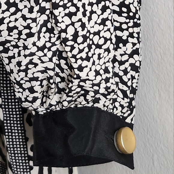 Anne Crimmins For Umi Collections 100% Silk B & W Animal Print Geometric Dress - Picture 6 of 11